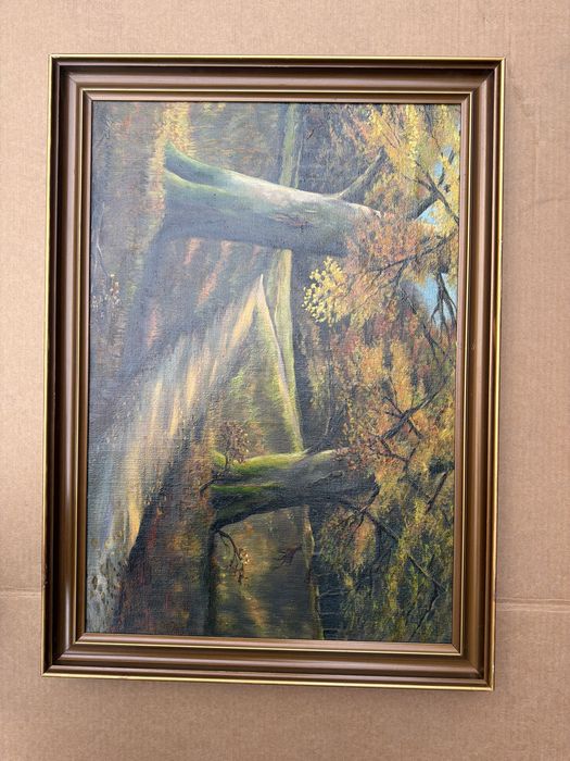 .Tablou,pictura in ulei pe panza,”In padure”,semnat