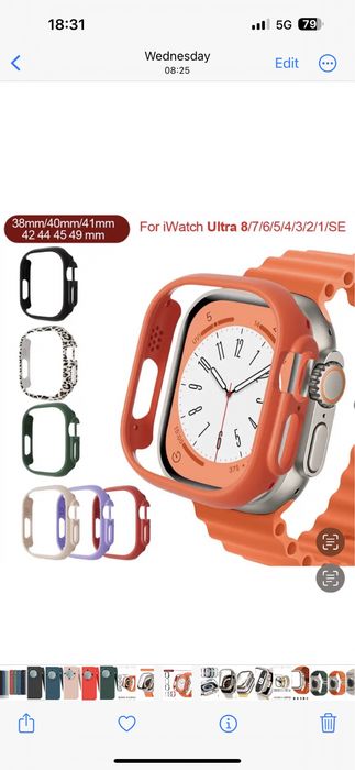 Pachet Curea Direct si Husa Compatibila Ceas Apple Watch