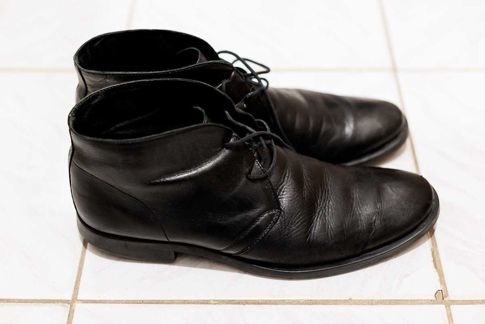 Ghete de iarna negre din piele naturala pentru barbati marime 43