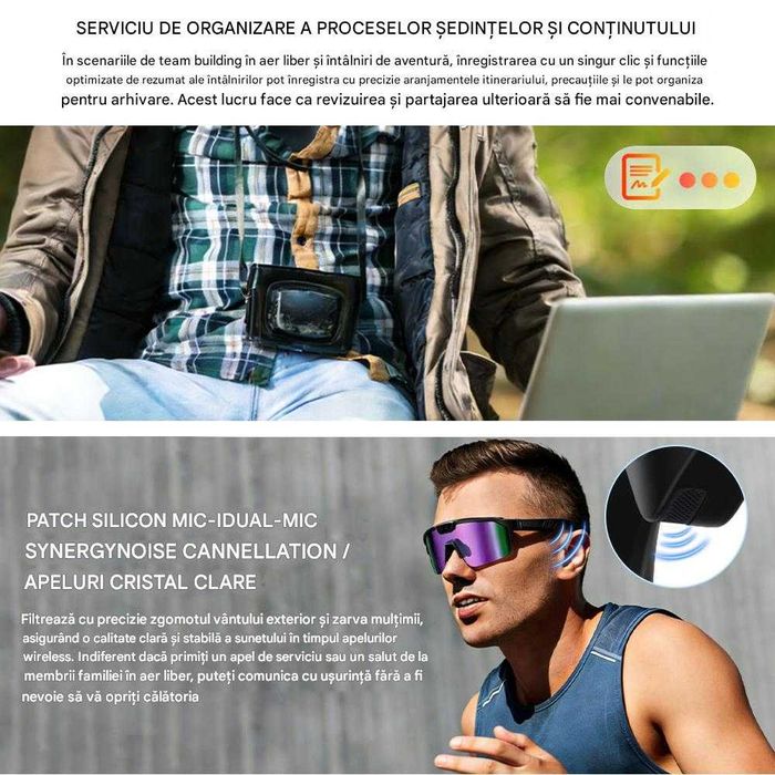 Ochelari ciclism cu AI video traducere apeluri muzica