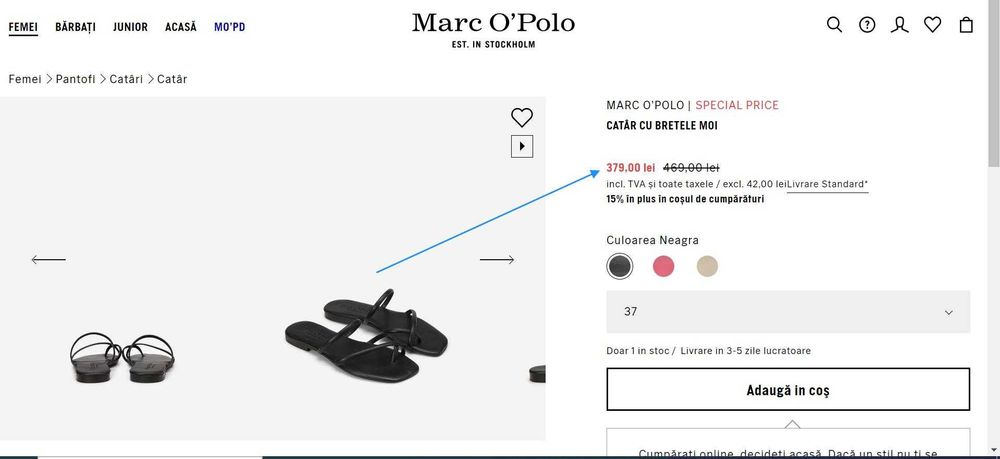 Sandale de dama din piele naturala Marc O'Polo,(Super Ofertă).