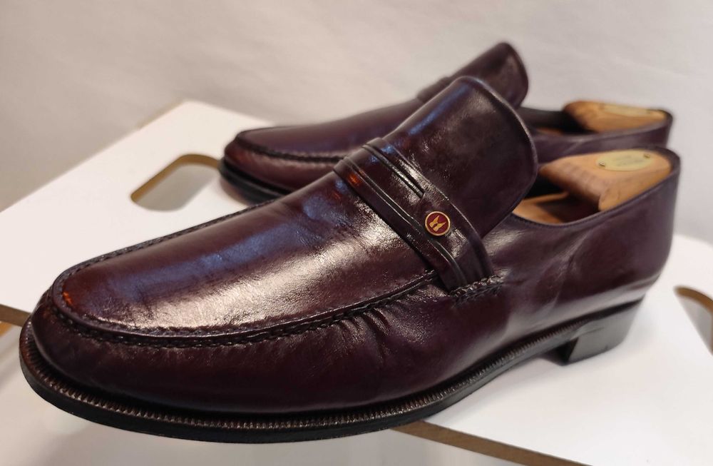 Pantofi loafer de lux 44 44.5 Moreschi lucrati manual piele naturala moale maro castana