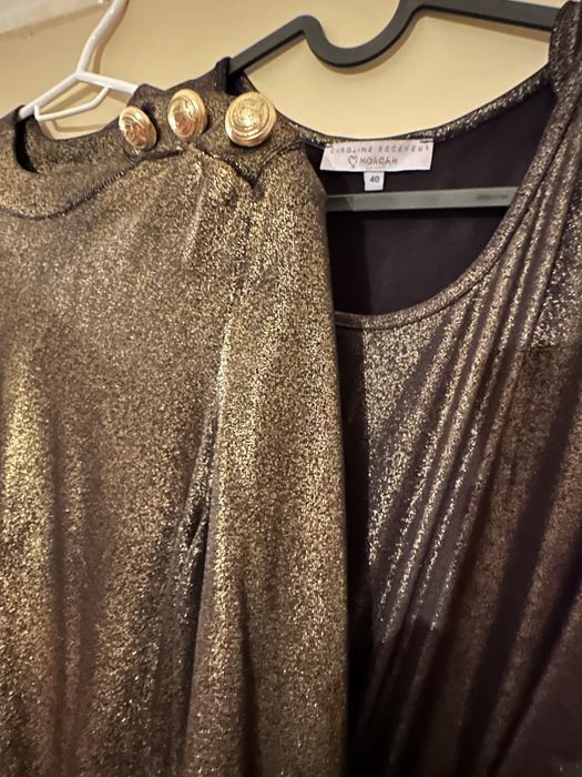 BАLMAIN X HM блуза в златен меланж с подплънки