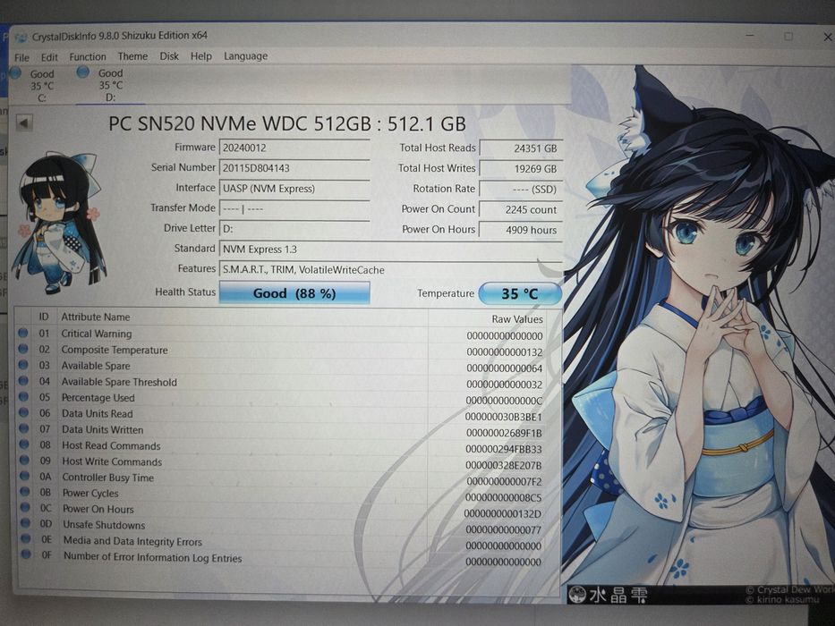 WD ssd/nvme 512 GB