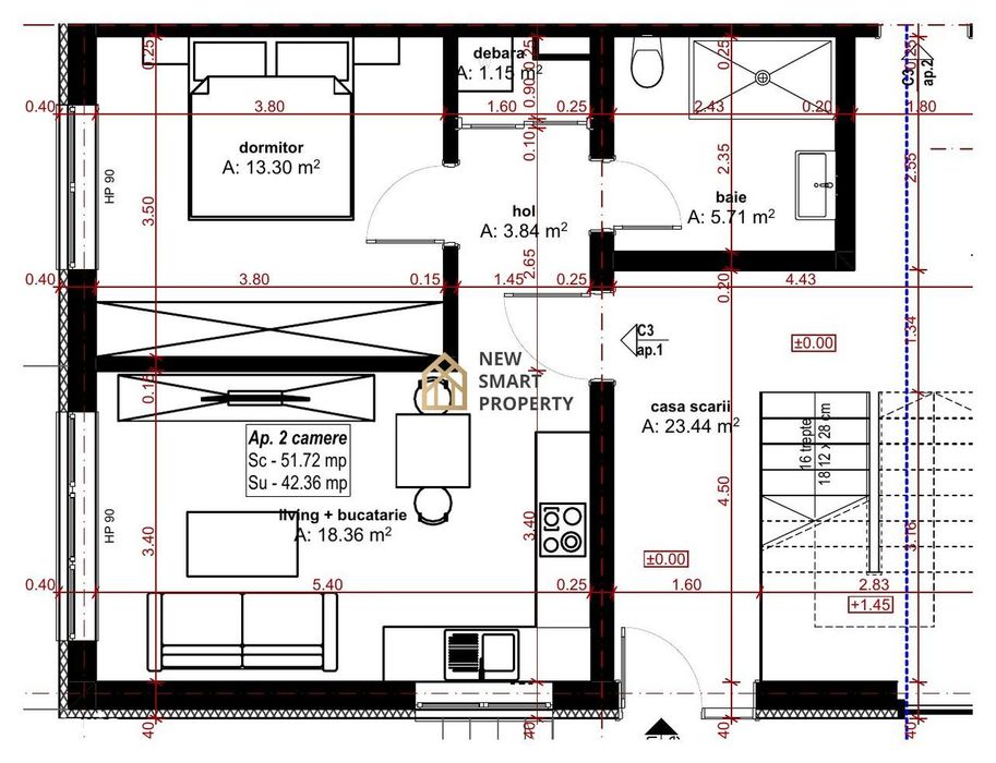 De vanzare apartamente NOI cu 2 camere Dimitrie Anghel