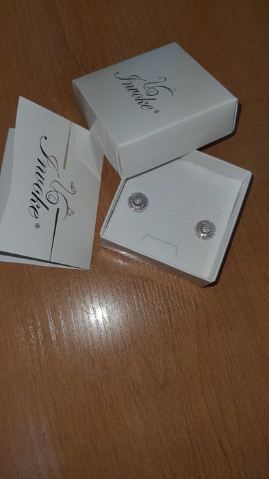 Сребърни Обеци с платина  и swarovski