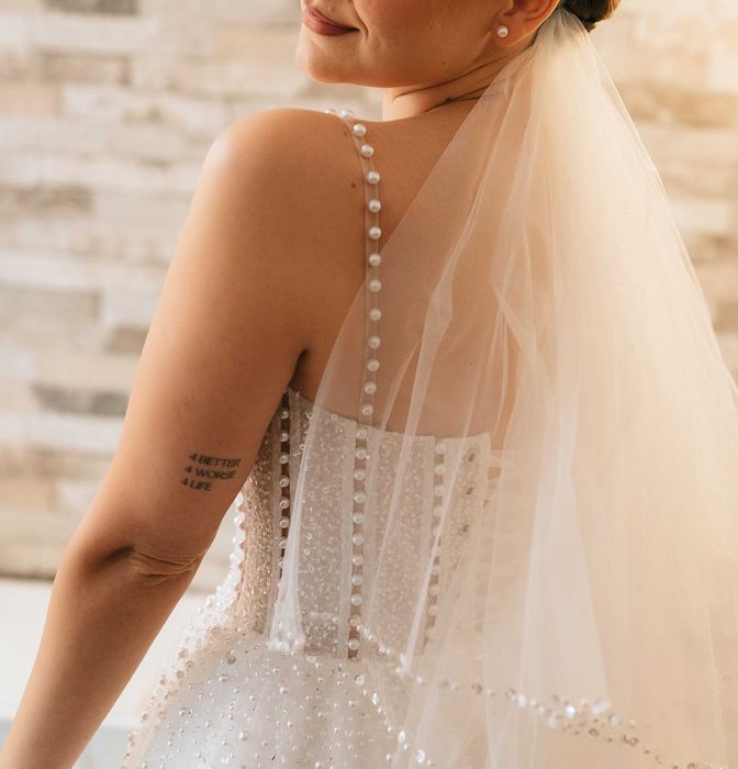 Rochie mireasa, voal & bentita