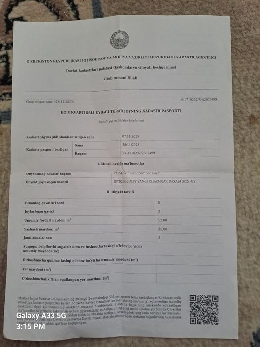 3 xonaliy dom sotiladi