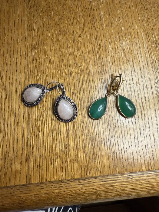 Серьги/ колцо/ натуральные камни