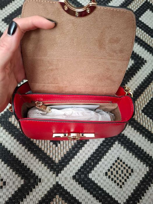 Geanta rosie de piele Anna Cori