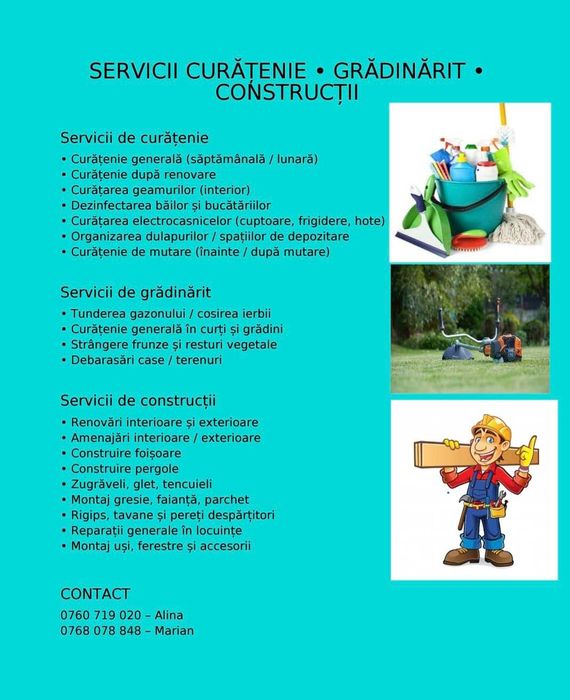 Servicii curatenie&gradinarit si constructii