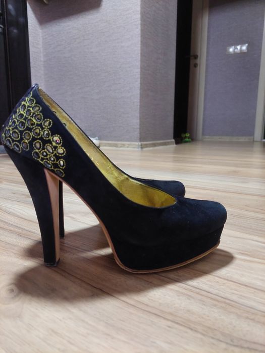 Туфли замша черные