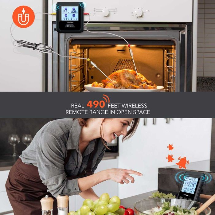 TEMOLA TM40 Безжичен готварски профи термометър с 4 сонди и таймери