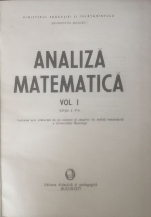 Analiză Matematică ed. V 1980