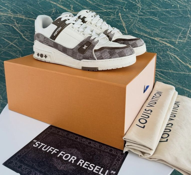 STOC LIMITATI!! Adidasi / Sneakers Louis Vuitton Trainer Gri / Alb Marimi 36-45 Unisex