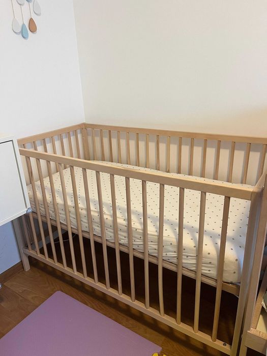 Patut bebe cu saltea cocos (5 huse cadou)