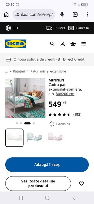 Cadru pat ikea din fier  si somiere
