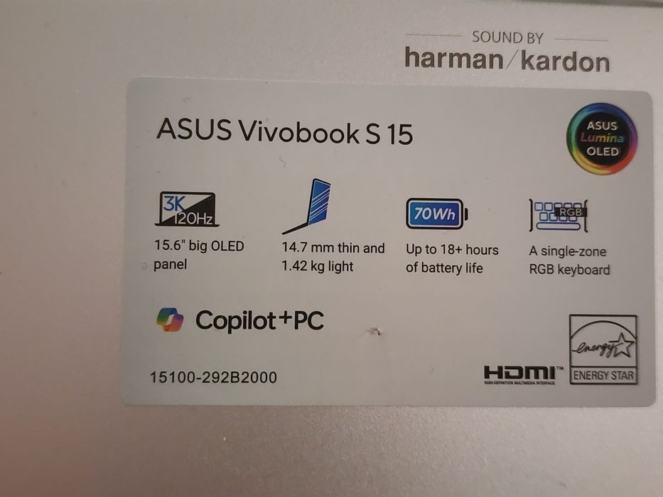 Продаю ASUS Vivobook S 15 OLED Snapdragon X Elite 16/1TB Гарантия