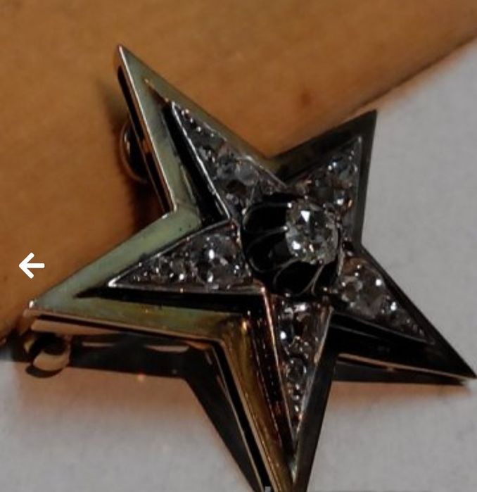 Старинна златна брошка,висулка с диаманти