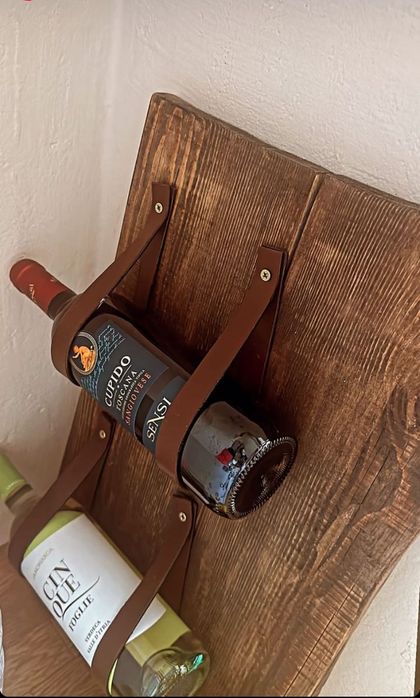 Елегантна стойка за 2–10 бутилки вино – кожа или премиум въже