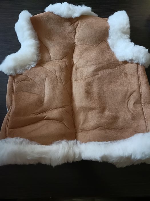 Vesta piele tăbăcită și blana oaie pt copiii