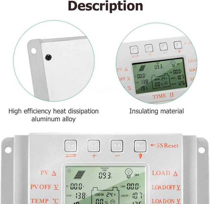 НОВ! Интелигентен соларен контролер 10A, 12V/24V, PWM + MPPT