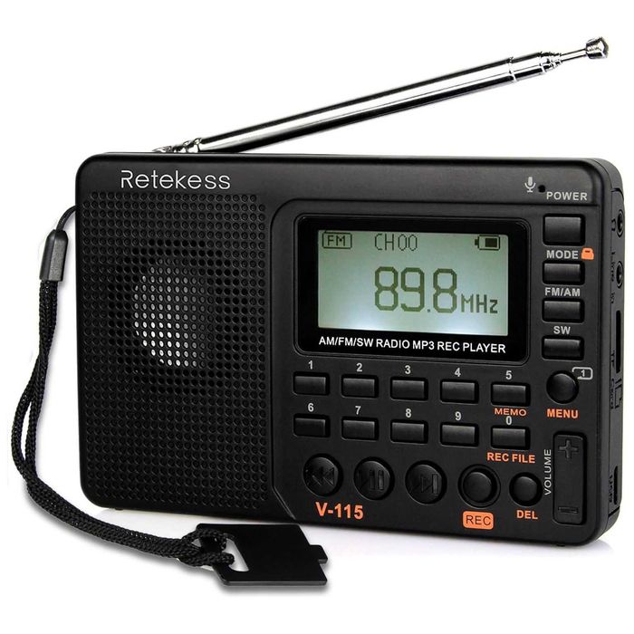 RETEKESS V115 FM,AM,SW радиоприемник,REC,TF Card MP3 Player