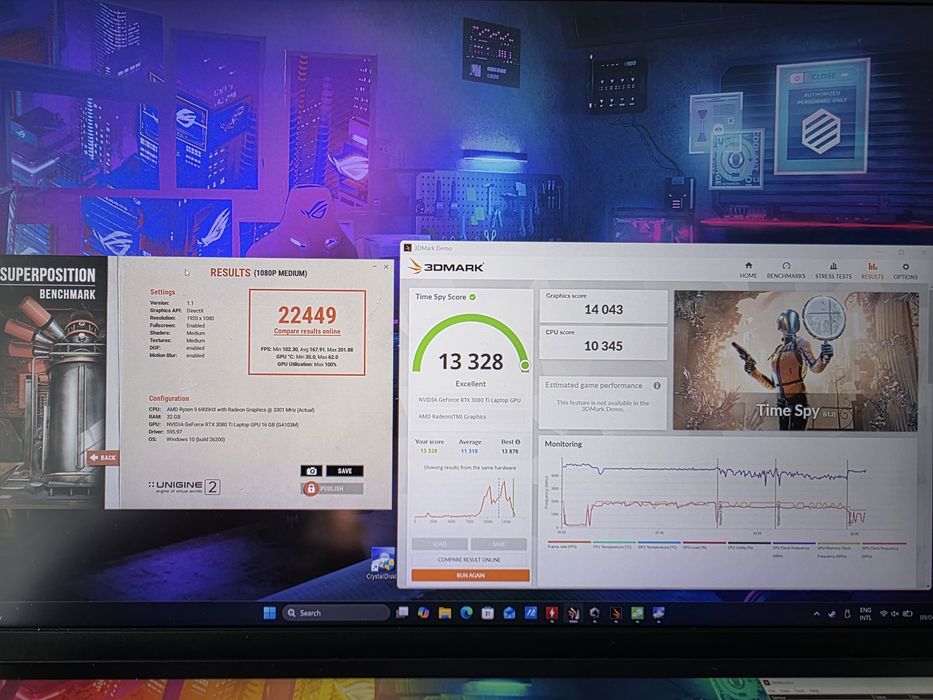 Asus Zephyrus G16 Duo 6900HX, RTX 3080TI, 32GB, 1TB, 4k touch + 2k screen