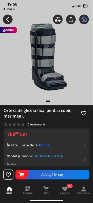 Orteza de glezna fixa, pentru copii, marimea XL 30-34