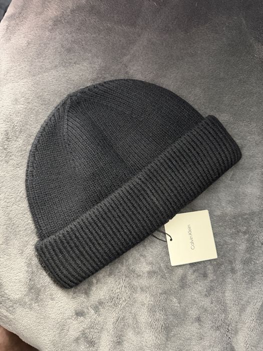 Calvin Klein patch chunky rib docker caciula unisex lana neagra noua