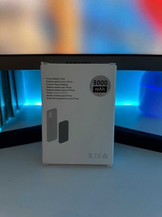 OFERTĂ - Baterie externă 10000mAh MagSafe Neagra, încărcare wireless, USB-C, cablu de încărcare, nouă