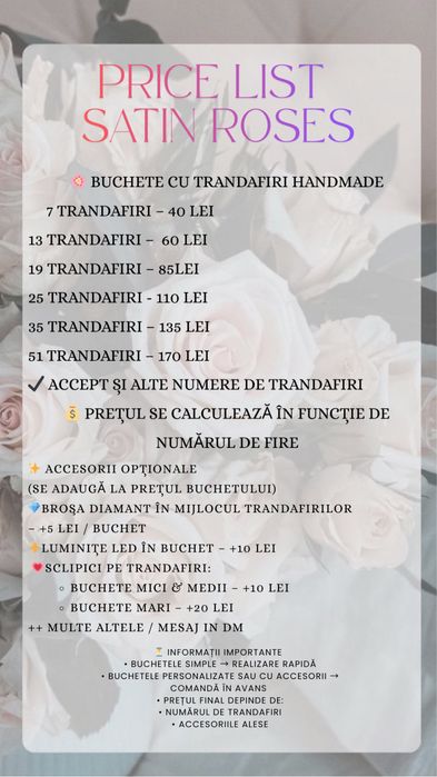 Buchete realizate manual din satin / 40 lei