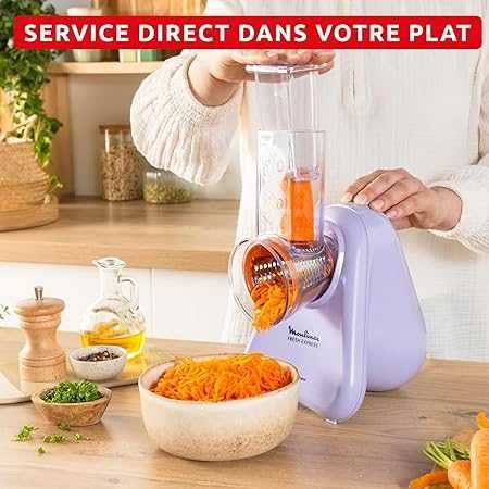 Moulinex Fresh Express DK8546E0 Електрическа ренде за зеленчуци, 4в1, Настъргване, Рязане, Ренде, Аксесоари, подходящи за съдомиялна