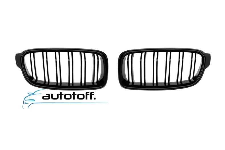 Grile duble iluminate compatibile cu BMW Seria 3 F30 F31 (11-19) Negru lucios cu LED