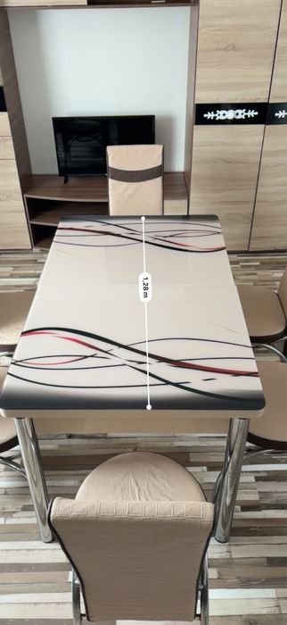 Masă de bucătărie extensibilă + 6 scaune – design modern