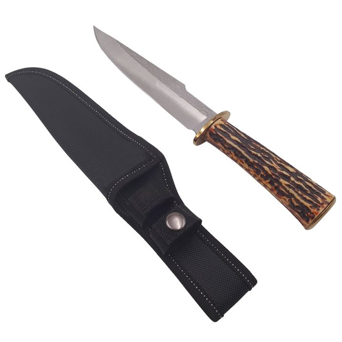 Cutit de vanatoare Bone Trace, 30.5 cm, otel, bej, teaca inclusa