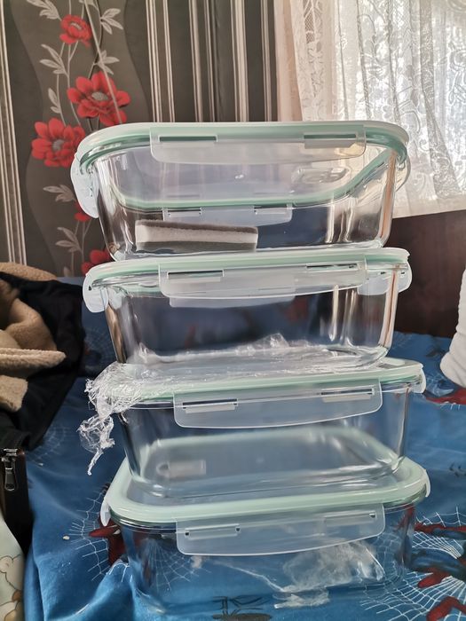 Комплект контейнери за храна от стъкло без BPA, подходящи за микровълн