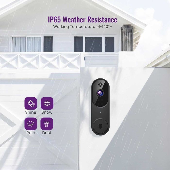 Sonerie/Cameră video inteligentă 1080P WirelessSUNNYJANE,black,sigilat