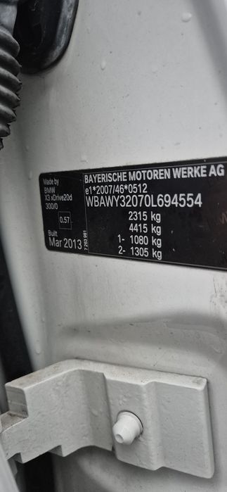 Portiera/usa stanga fata bmw x3 f25 2013 euro 5