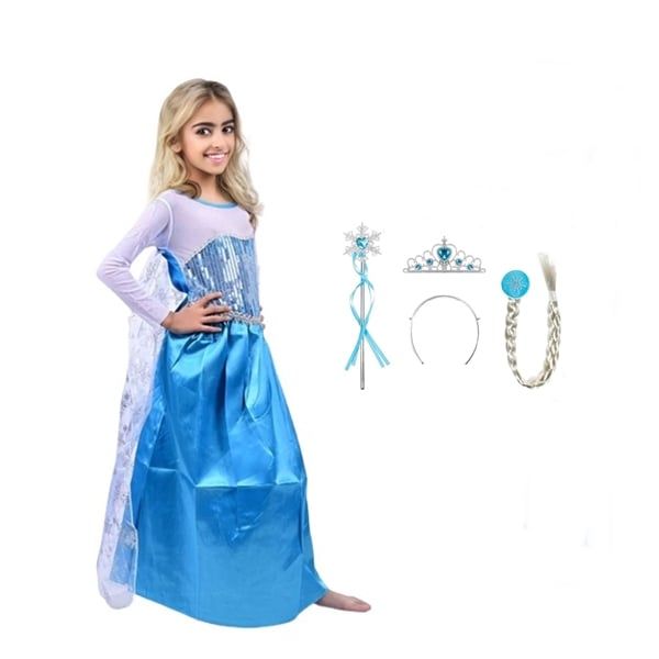 Set rochie si trei accesorii Elsa Frozen, 7-9 ani, Carnaval