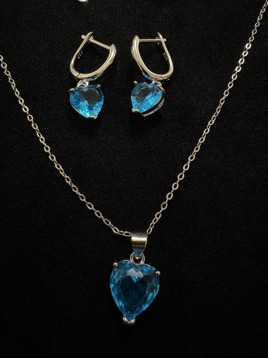 Set argint lanț + inel + cercei