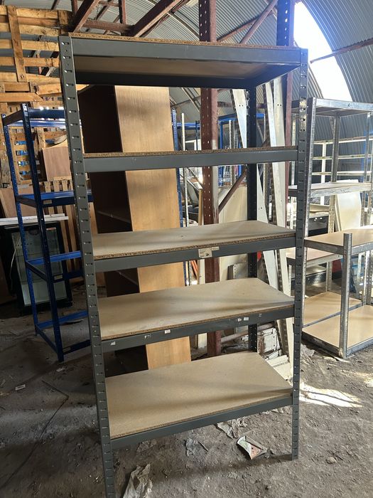 Стелаж —сиви , за склад , мазе , гараж -5 рафта