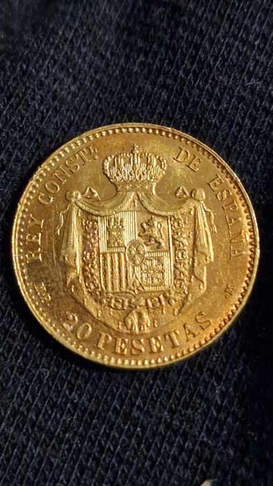 Златна монета 20 Италиански Лири Наполеон I 1809 , 20 Испански Песети АлфонсоXIII 1889 и 1899