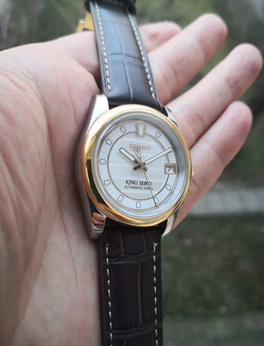 Ceas automatic King Seiko Vanac two tones curea piele deployant