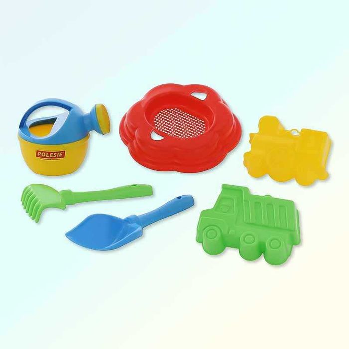Комплект играчки за плаж и пясък, 6 части, многоцветни