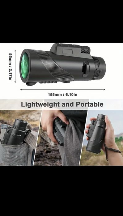 Telescop monocular cu trepied și suport telefon