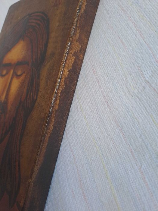 icoana veche pictata pe lemn 14/25 cm