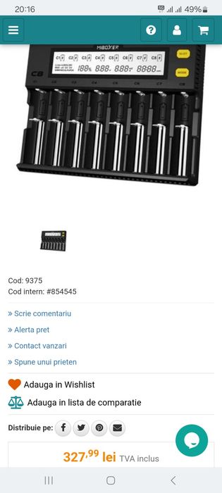 Incarcator pt 8 Acumulatori universal MiBOXER C8 Smart Charger 8 x 4A