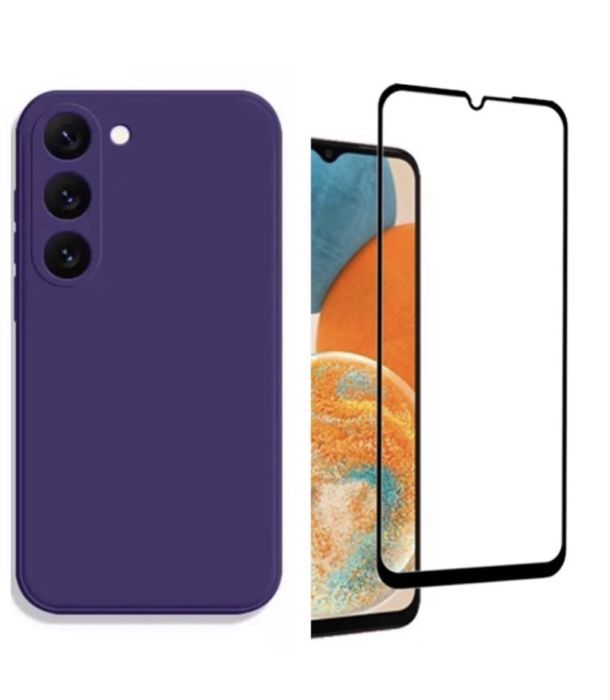 Husa Glow Case inter Alcantara si Folie Sticla Samsung A14/A34/A54/A56/A57
