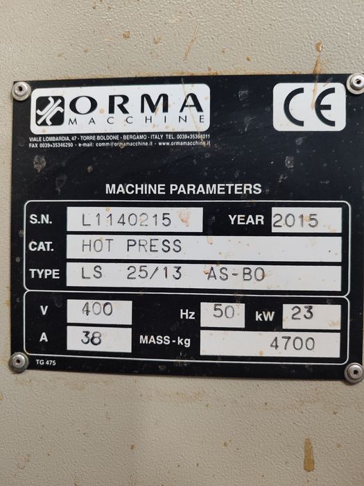 Автоматична топла преса за плотове размер 2500мм.х 1300мм.